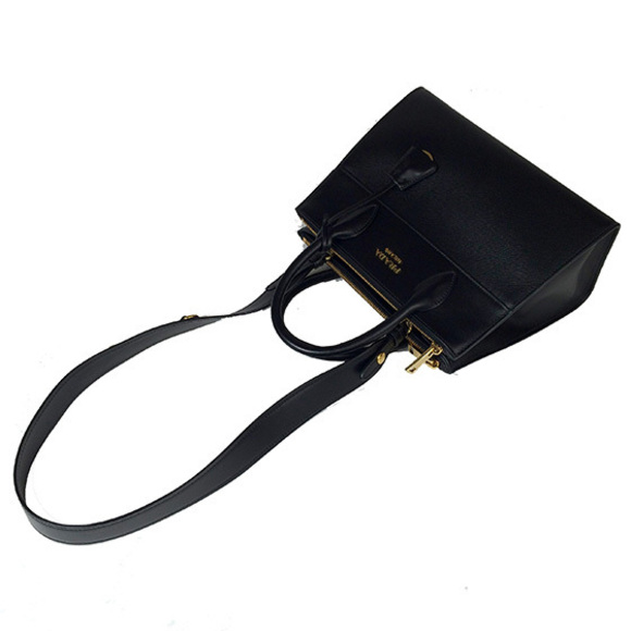 Prada Saffiano Calf Leather Paradigm Black 2way Handbag - Picture 6 of 6